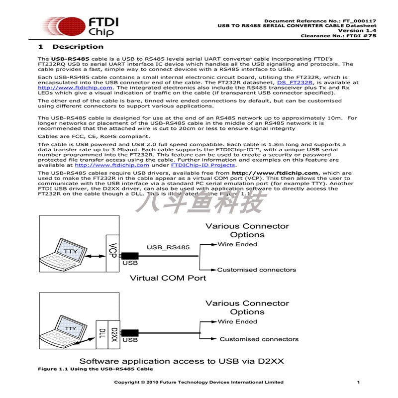 FTDI orijinal idxal edilmiş USB-RS485-WE-1800-BT 5v seriyalı UART kabel FT232RQ