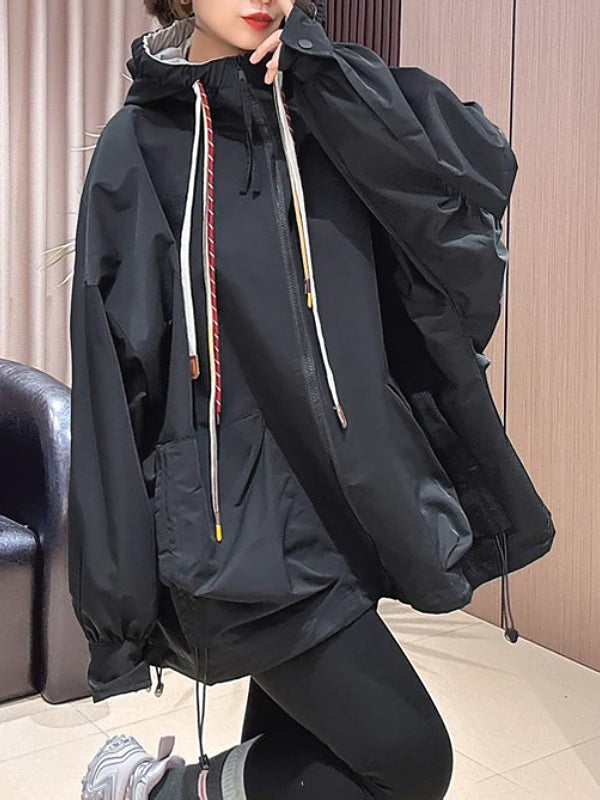 Qadınlar üçün Avropa üslubunda gündəlik kapşonlu küləkdən qoruyucu gödəkçə, 2026-cı il yaz yeni dəbi, böyük ölçü, kök qızlar üçün Koreya üslubunda boş gödəkçə.