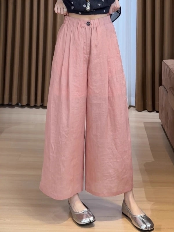 Kətan elastik bel ilə qısa, geniş şalvar, yay üçün nazik model, böyük ölçüdə, boş, nəfəs alan və armud formalı fiqurlar üçün tez quruyan.