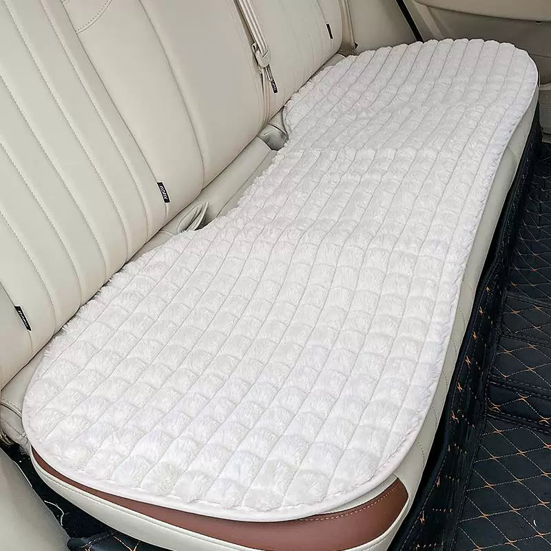 Soft warm lumbar support car seat cushion for winter, universal car interior back seat cover, non-slip car mat for women.