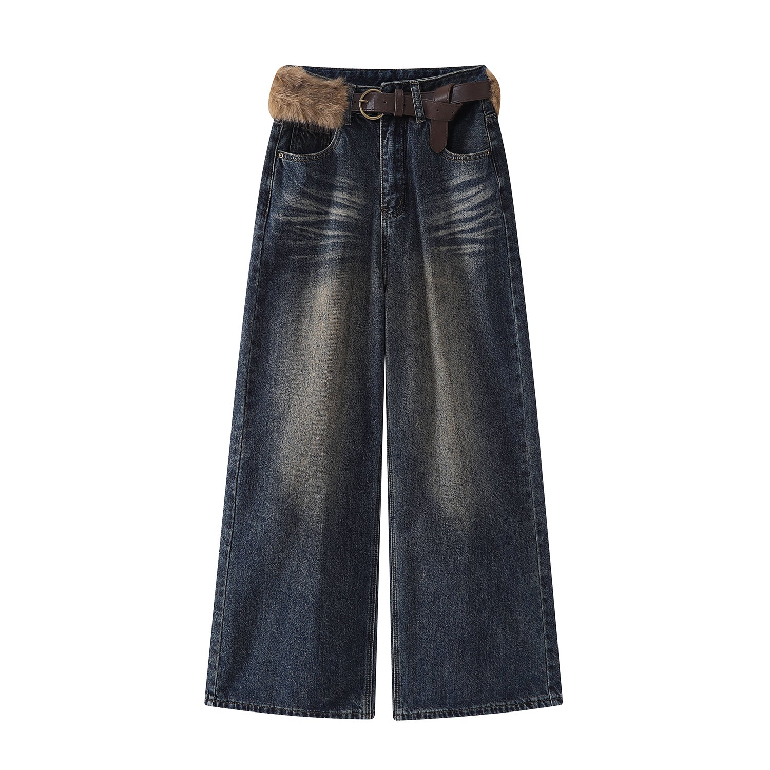 Chorlisa qadın üçün geniş ayaqlı cins şalvar, 2026 yeni payız/qış modası, geniş forma, çoxfunksiyalı dizayn, retro Amerika yüksək belli şalvar.