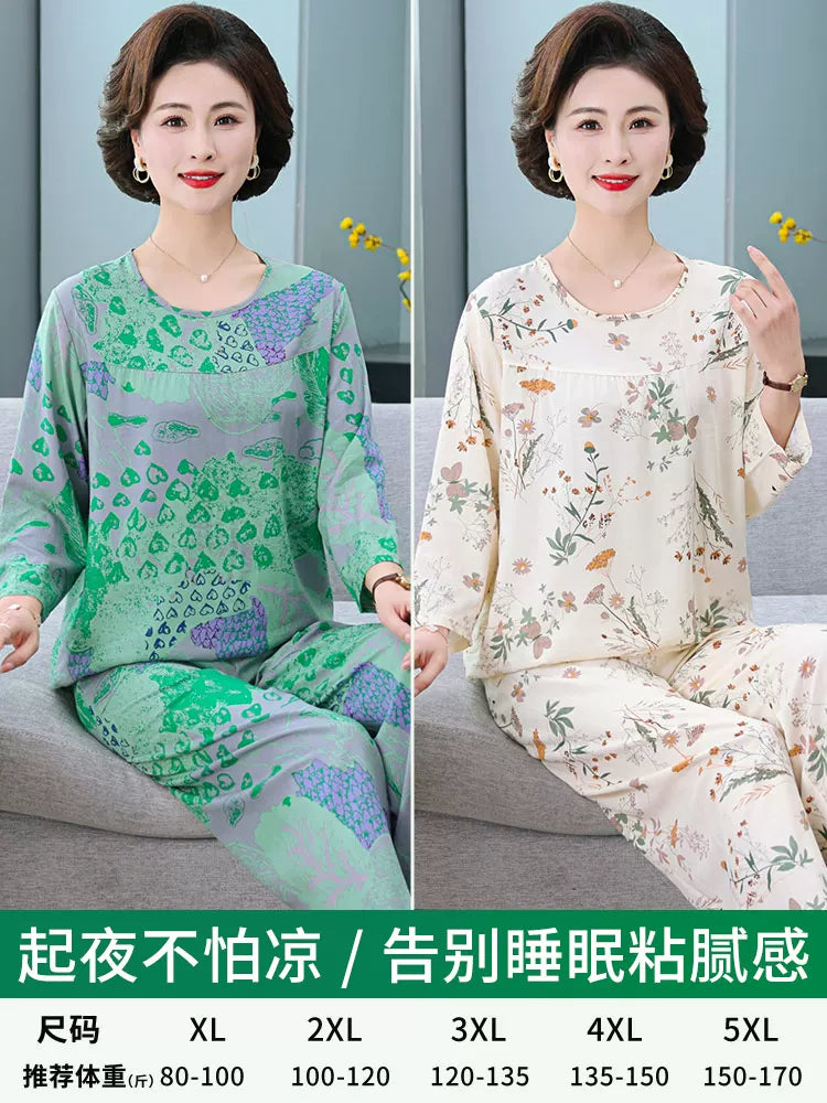 Lyocell pijama qadınların yüksək səviyyəli 2026 yeni yay kostyumu uzunqol pambıq ipək ananın nazik ev geyimi yay
