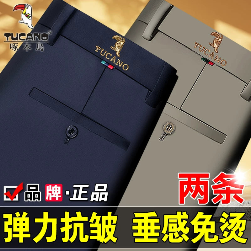 Woodpecker 2025 Yeni Kişi Gündəlik Şalvarı, Qış Yun Astarlı Qalın Şalvar, Düz Ayaqlı Boş Uzun Şalvar, Orta Yaşlılar üçün Don Şalvarı