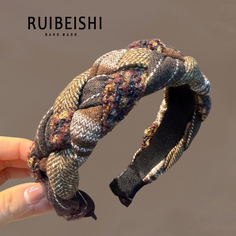 Honkonq üslubunda qadınlar üçün retro hörülmüş saç sancağı, hündür tac, böyüklər üçün üst geyim, geniş kənarlı baş bandı, üz yumaq üçün saç basan baş bandı.