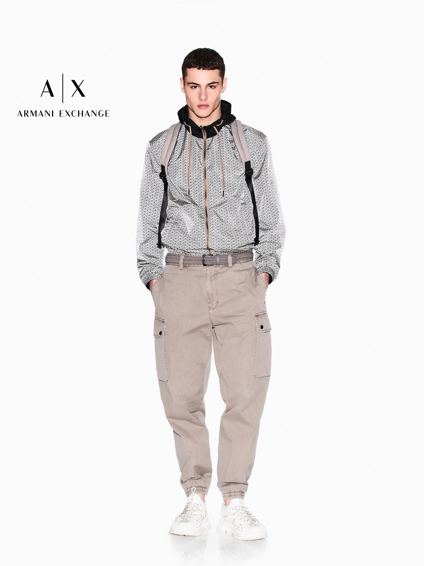 ARMANI EXCHANGE / Armani Spring Yeni Kişilər üçün Təmiz Pambıqdan Danacıqlı Kombinezonlu Gündəlik Şalvar Rəsmi