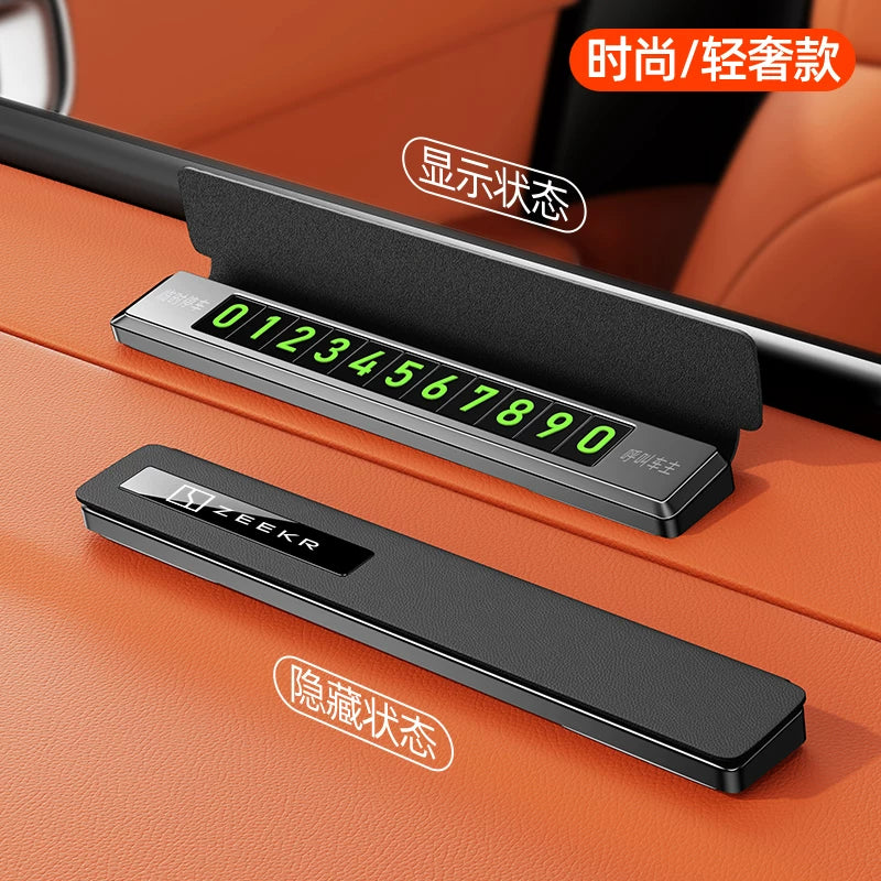 ZEEKR 001/007/7X/009/MIX Müvəqqəti Parklanma üçün Xüsusi Avtomobil Hərəkət Telefon Nömrəsi Nişanı