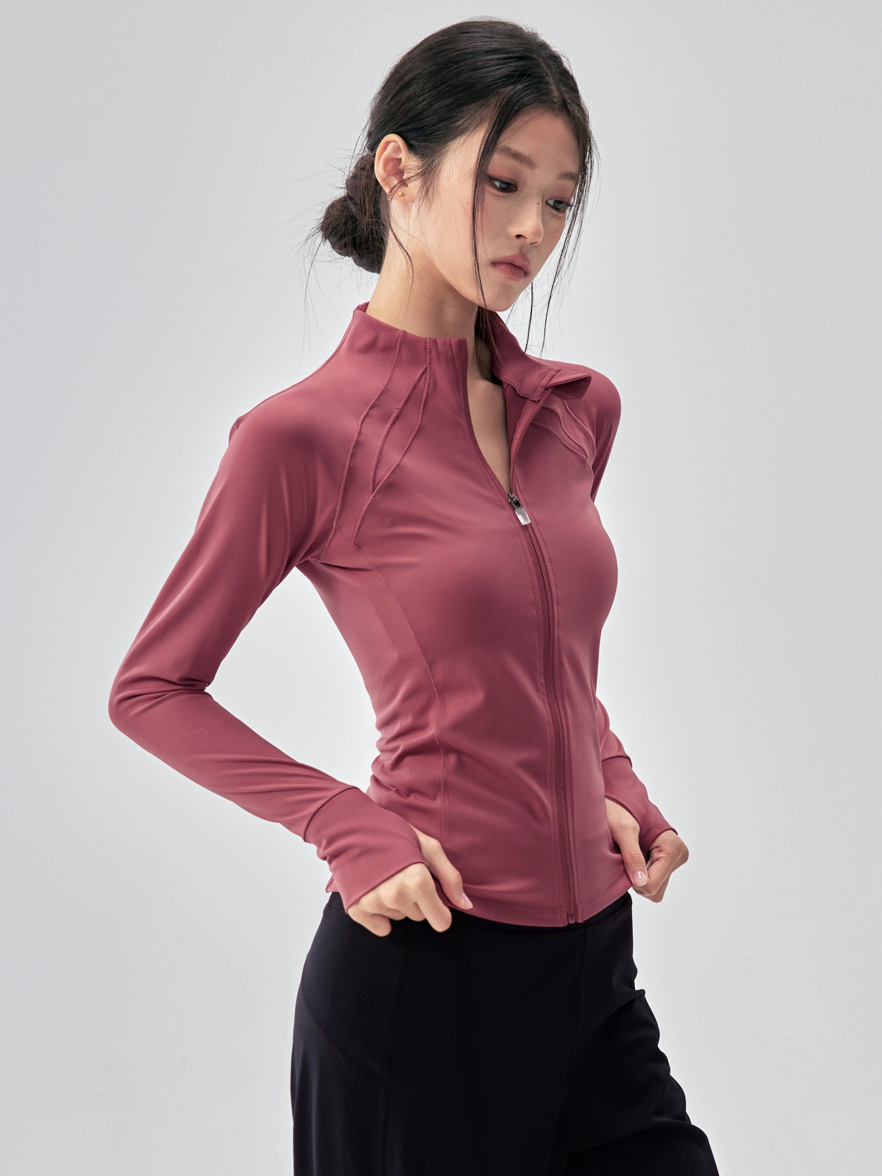 Fitness Qız Stand Yaxası Yoqa Geyimi Gödəkçə Qaçış Pilates Təlimi Arıqlama Məxmər İdman Top 2026 Yeni Stil