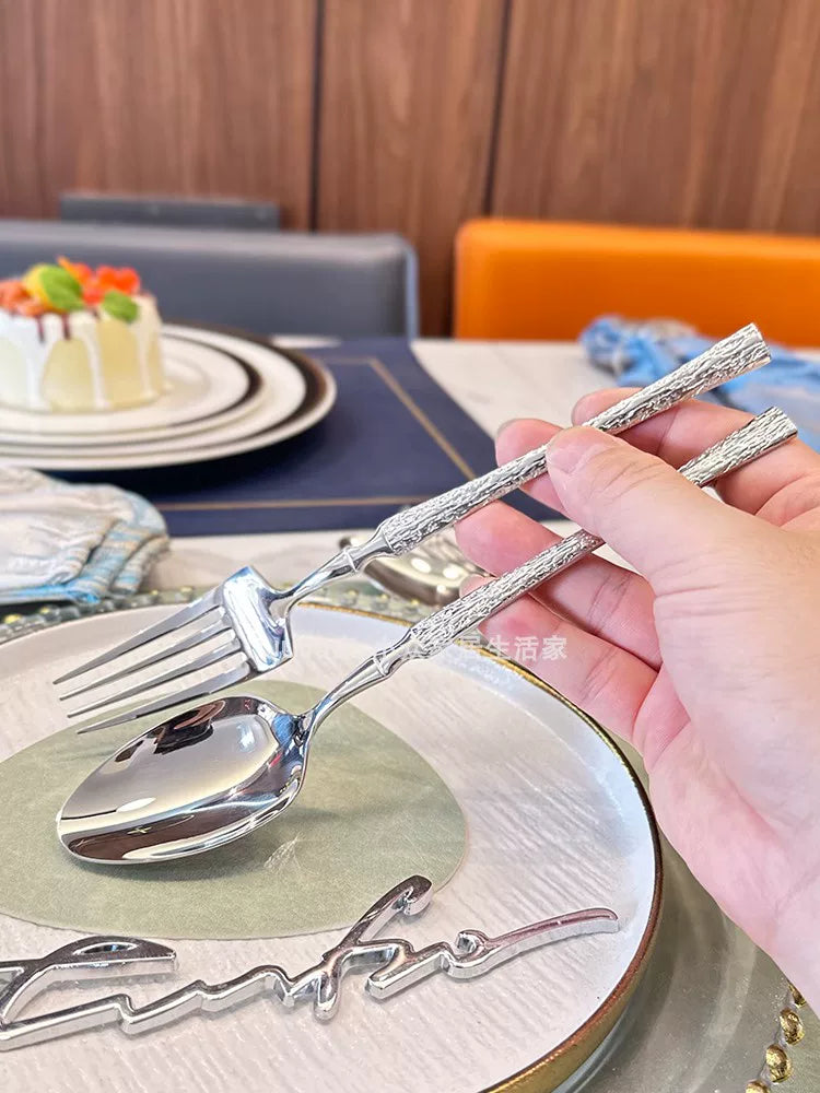 Yüngül lüks! Böyük bazarlıq! 304 paslanmayan poladdan hazırlanmış qaşıq və çəngəl məişət uzun saplı yemək qaşığı restoranın əsas masa qaşıq və çəngəl