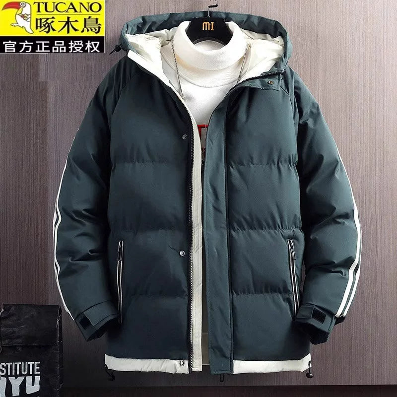 Woodpecker Kişilər üçün Aşağı Gödəkçə, Qış Şort Modeli, 2025 Yeni Gündəlik Pambıq Yastıqlı Gödəkçə, Başlıqlı, Çoxfunksiyalı, Qalın Pambıq Yastıqlı Palto, Dəbli