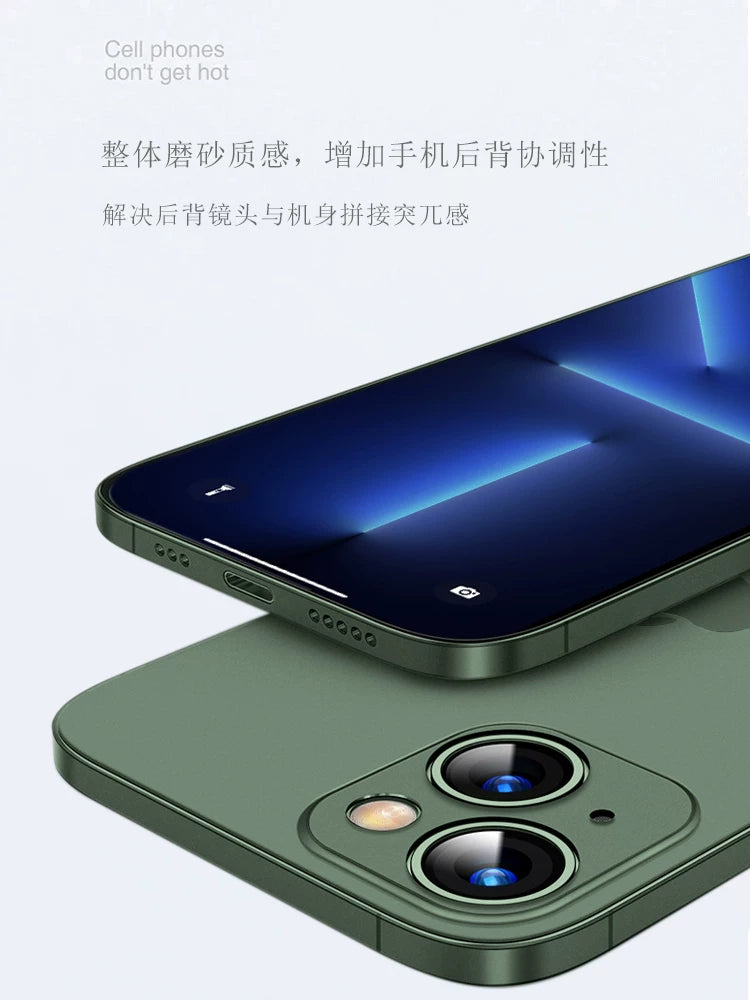 Apple 17promax mobil telefon qutusu iphone16pro üçün uyğundur ultra nazik şəffaf şaxtalı mobil telefon qutusu 15:00 hər şey daxil olmaqla yeni stil 14 düşməyə qarşı 13 çılpaq metal hiss silikon 12 kişi niş sadə yaşıl i