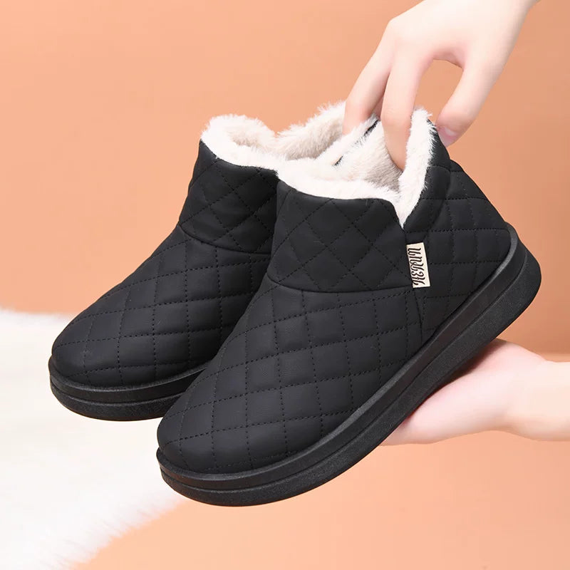 2025 Yeni Qış Yun Astarlı Rahat Qadın Pambıq Ayaqqabıları, Gündəlik İsti Qar Çəkmələri, Soyuqdan Qalınlaşmış Ana Ayaqqabıları, Qısa Çəkmələr