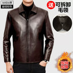 2024 Payız/Qış Yeni Kişilər üçün Yaxalıqlı İşgüzar Gündəlik PU Dəri Gödəkçə, Yun Astarlı və Qalınlaşdırılmış Motosiklet Gödəkçəsi