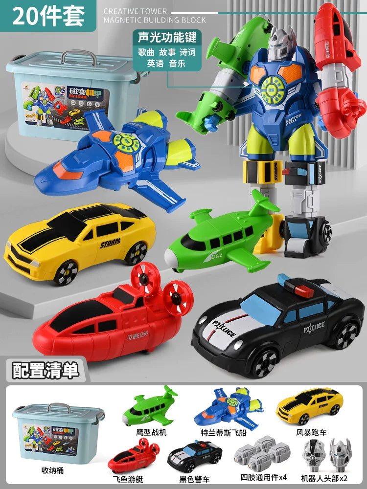 Maqnit tikinti blokları, uşaq oyuncaqları, təhsil, transformasiya, montaj, mühəndislik vasitəsi, robot, 6 yaşlı uşaqlar üçün Milad hədiyyəsi.