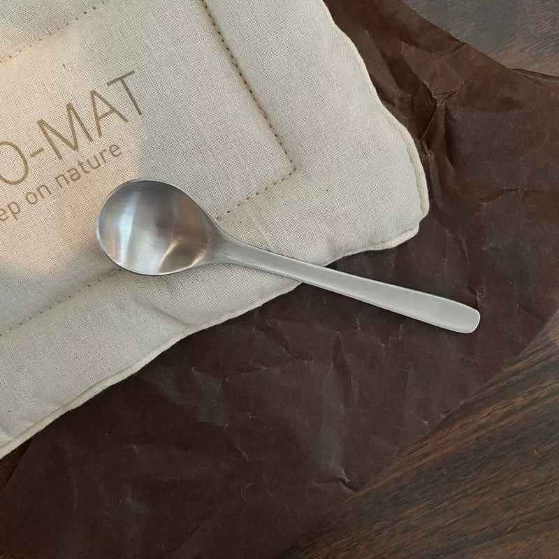Paslanmayan poladdan tutqun teksturalı qəhvə qaşığı duz yaradıcı Yapon desert qaşığı çəngəl retro restoran BH016
