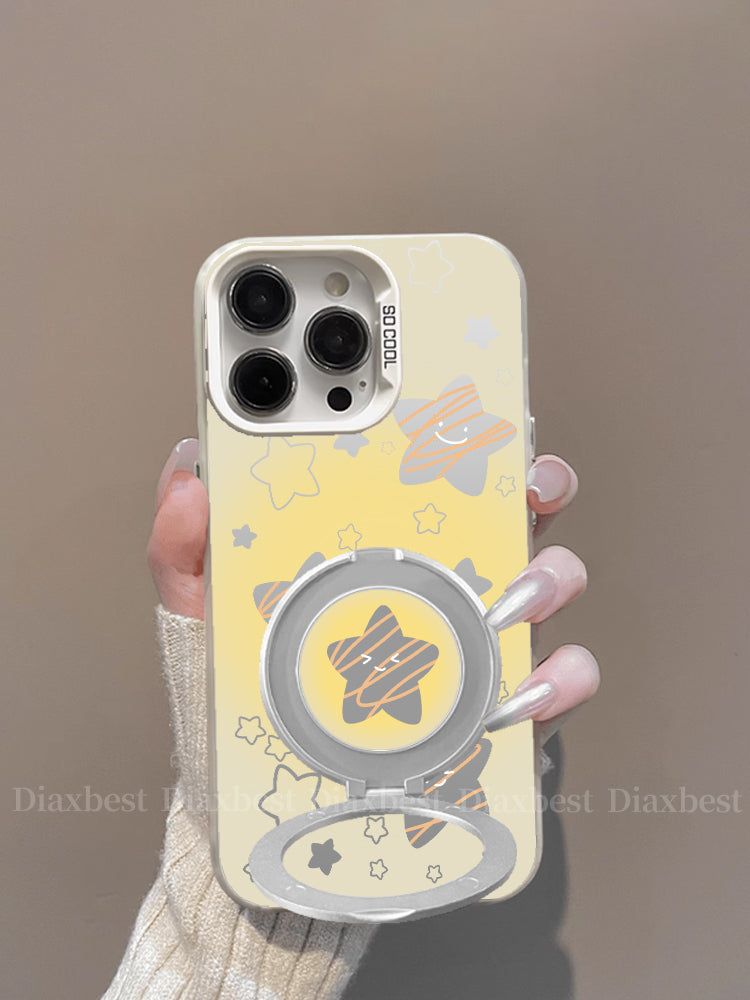 İçi boş ulduzlar Apple 16promax cib telefonu korpusu iPhone17air Huawei mate80/70 Honor 400 Xiaomi 15nova14 braket p80 bir + ace3 rəngli gümüş reno14 qadın üçün uyğundur