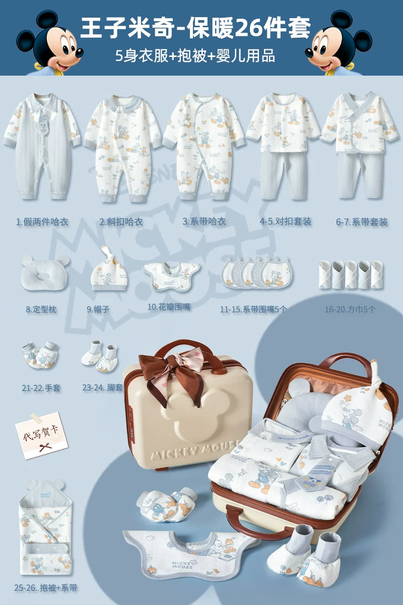 Disney körpə hədiyyə dəsti, yeni doğulmuş körpə üçün geyimlər, körpənin dolunay bayramı hədiyyəsi, yüksək səviyyəli körpə ləvazimatları