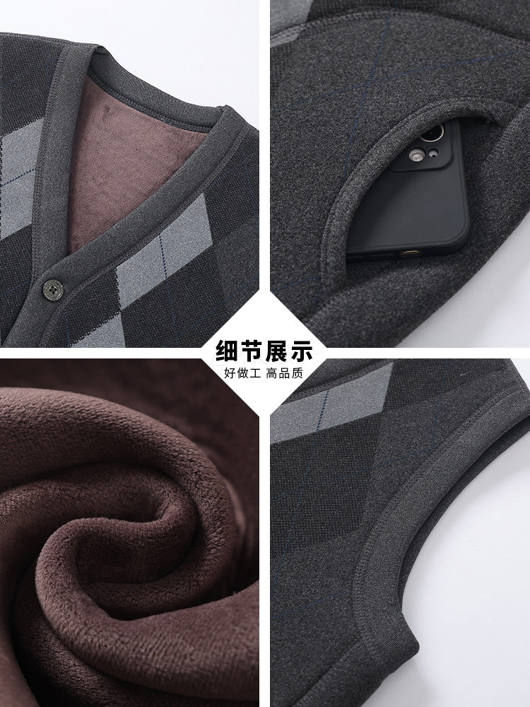 Orta və yaşlı kişilər üçün Roman kişilər üçün qış yun astarlı, qalınlaşdırılmış, isti jilet.