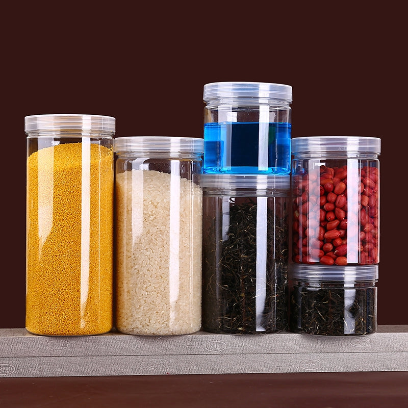Plastik möhürlənmiş banka qida dərəcəli şəffaf banka taxıl saxlama qutusu konfet saxlama qabı məişət qalınlaşdırılmış