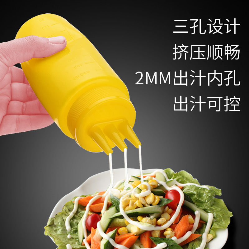 Üç dəlikli mürəbbə pomidor salatı şüşəsi sıxma şüşəsi plastik sous şüşəsi şirəsi sıxmaq üçün şüşə sıxmaq sous şüşəsi şokolad sıxma sousu şüşəsi