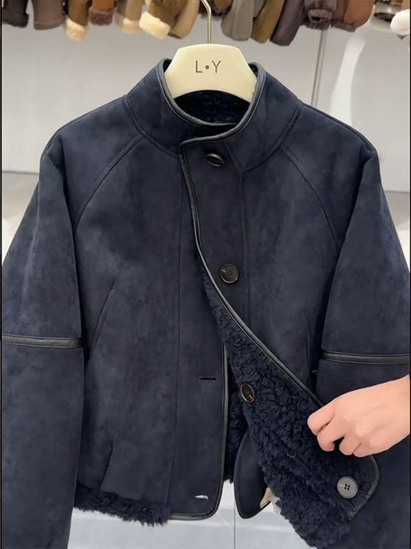 Uniseks, dəbli və şık qadın geyimləri, 2026 Payız/Qış yeni Koreya üslubunda rahat, şık dəri gödəkçə/qısa palto.