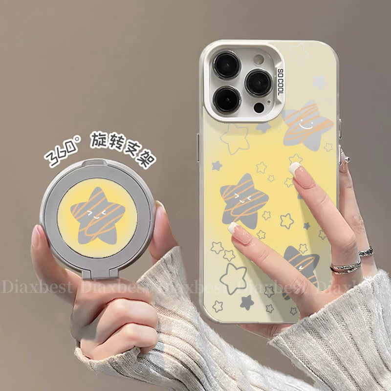 İçi boş ulduzlar Apple 16promax cib telefonu korpusu iPhone17air Huawei mate80/70 Honor 400 Xiaomi 15nova14 braket p80 bir + ace3 rəngli gümüş reno14 qadın üçün uyğundur