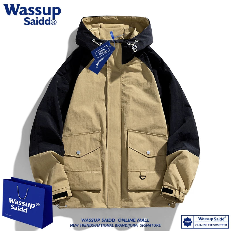 WASSUP SAIDD küləkdən qoruyucu, böyük ölçülü kişi gündəlik külək keçirməyən gödəkçə, dəbli brend.