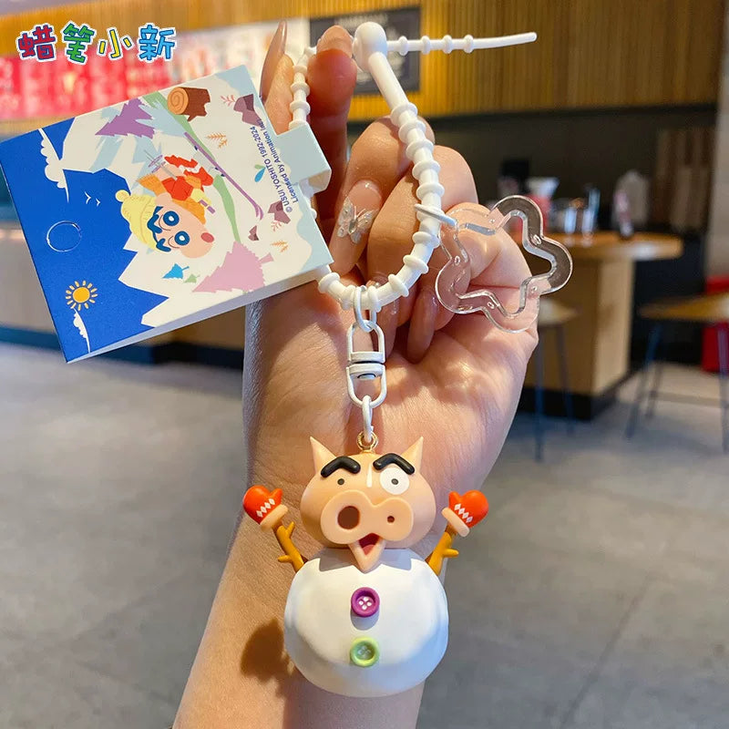 Uşaqlar və tələbələr üçün orijinal Crayon Shin-chan anime stilində cizgi filmi avtomobil açar zənciri/çantası - yaradıcı bir hədiyyə.