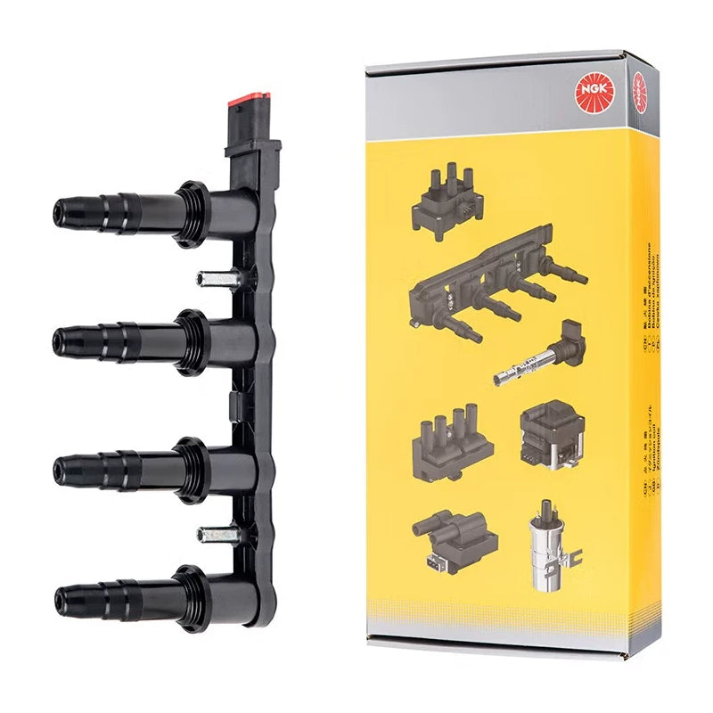 NGK ignition coil high voltage pack compatible with original equipment manufacturer (OEM) vehicles such as the Chevrolet Aveo, Malibu, Sail and Captiva.
