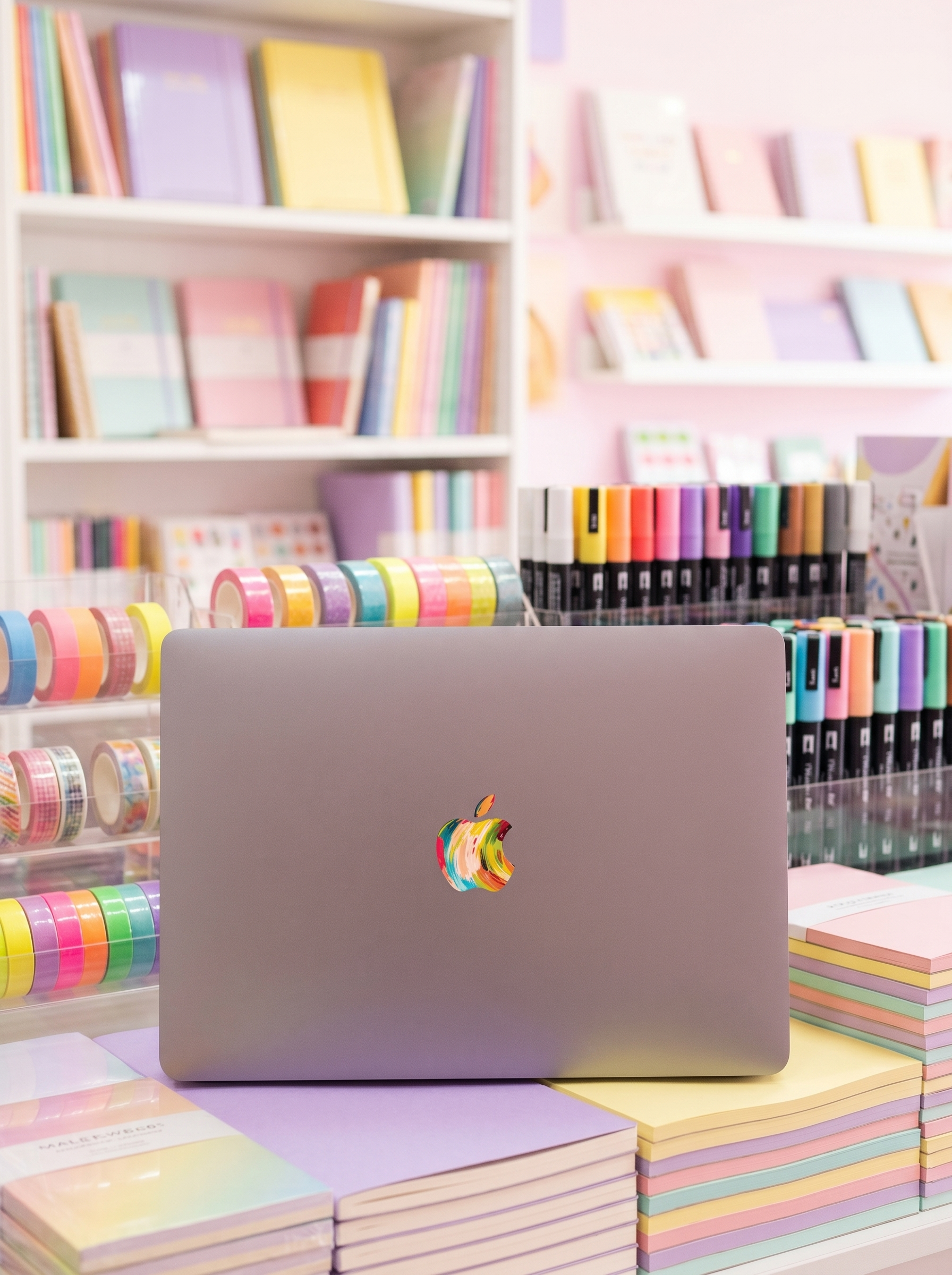 SkinAT notebook MacBook Neo filmi, MacBook Air13 kreativ loqo stikeri, kreativ göy qurşağı Pro14 loqosu stikeri, Apple loqosu stikeri, yapışqan qalmayıb üçün uyğundur.