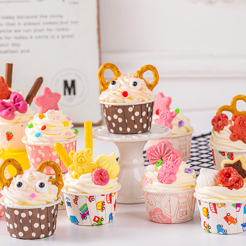 Yuvarlanmış kənar tort fincanı örtülmüş stəkan tort böyük və kiçik muffin fincanı yüksək temperatura davamlı muffin fincanı 100 ədəd