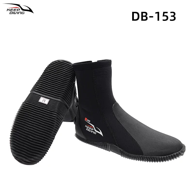 5MM klassik hündür zirvəli dalğıc çəkmələri, kişilər və qadınlar üçün soyuq və cızıqlara davamlı suda üzən ayaqqabılar, dənizi tutmaq üçün motorlu qayıq sörfinqi üçün isti çəkmələr