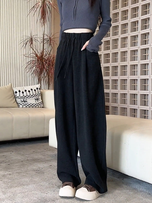 Koreya üslubunda qadınlar üçün rahat gündəlik şalvar, yeni 2026-cı ilin yazı, böyük ölçüdə, yüksək belli, arıqladıcı, geniş və çoxfunksiyalı enli ayaqlı şalvar.