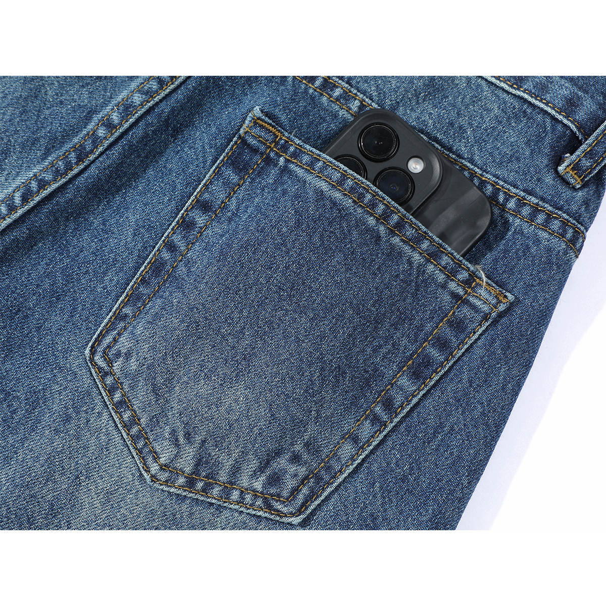 Chola Lisa Spicy Retro High Street Design Qadın Cins Şalvarı Payız Boş Arıqladıcı Düz Geniş Ayaqlı Şalvar