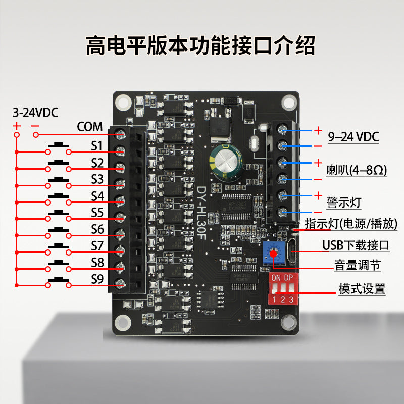 24V30W yüksək güclü səs yayımı xəbərdarlığı modulu yüksək və aşağı səviyyəli təkanla MP3 oxutma HL30F