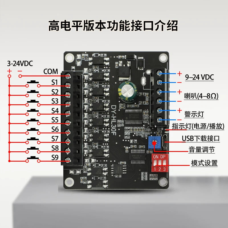 24V30W yüksək güclü səs yayımı xəbərdarlığı modulu yüksək və aşağı səviyyəli təkanla MP3 oxutma HL30F