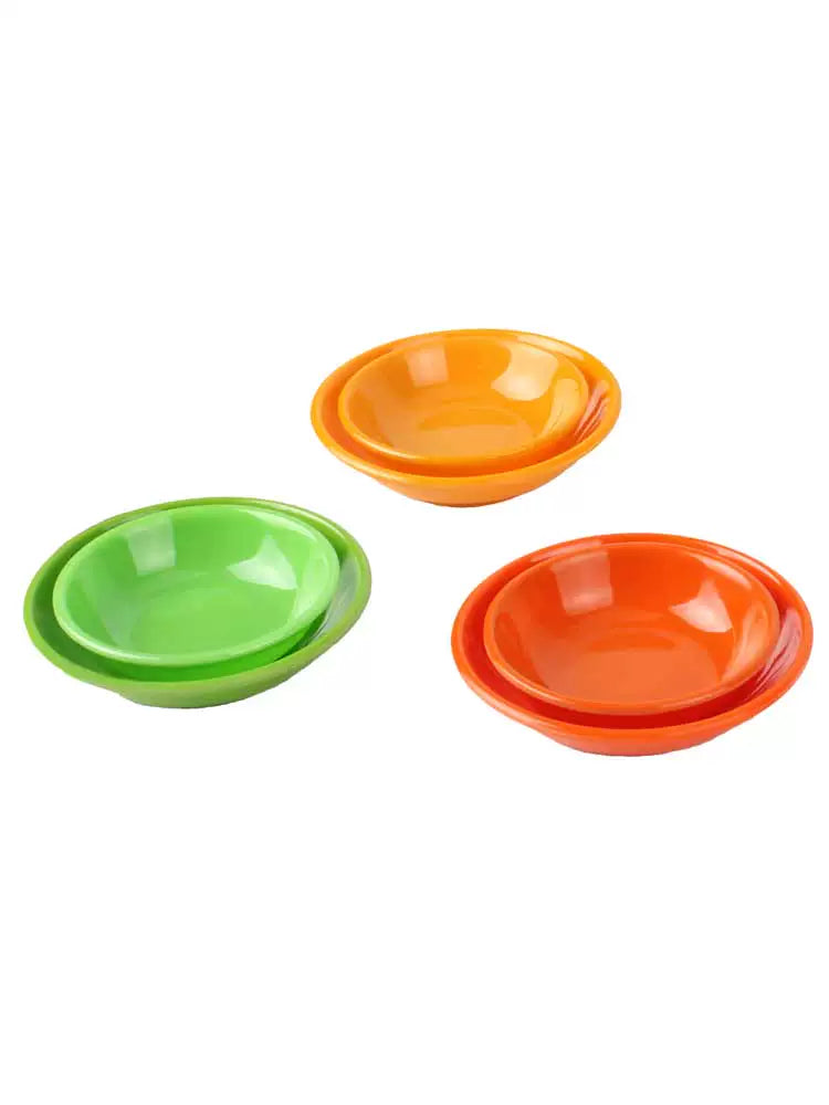 Rəngarəng melamin dəyirmi ədviyyat qabı kiçik qab ədviyyat yeməyi qaynar qazan daldırma qab sousu soya sousu qabı plastik imitasiya çini qab