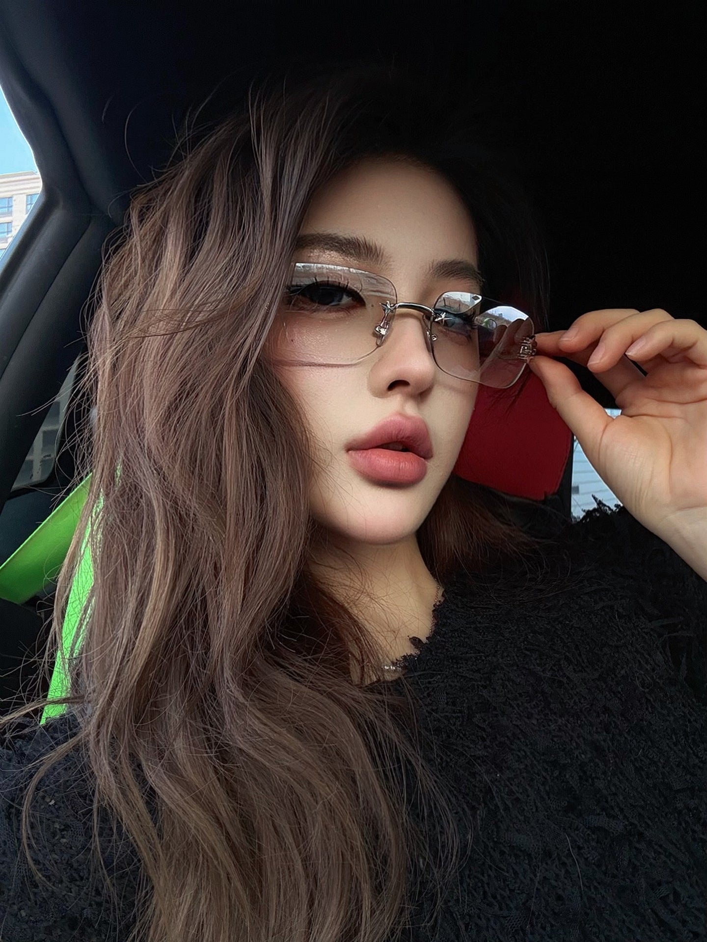 Koreya stili çərçivəsiz jennie eyni üslublu gradient civə günəş eynəyi qadın moda y2k isti qız anti-UV günəş eynəyi