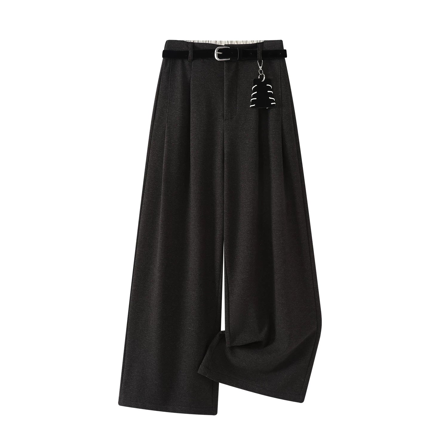 Cholisa 2025 Super Populyar Yun Astarlı Yün Şalvar Qış Boş Bəzəkli Tənbəl Stil Qalın Düz Geniş Ayaqlı Qadın Gündəlik Şalvar