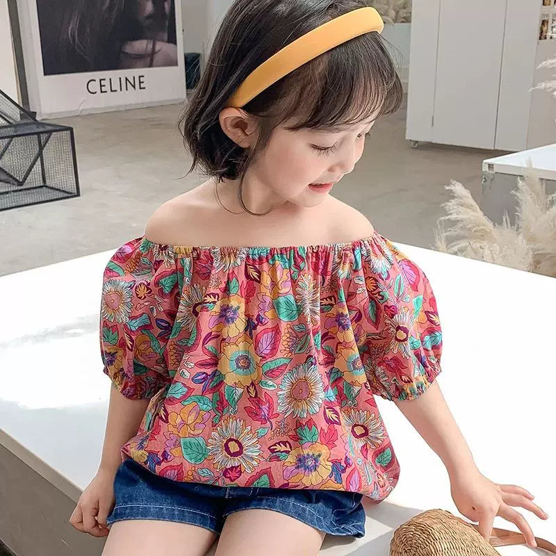 Uşaq Geyimləri Dəsti Yeni Yay Qızlar üçün Moda Krujeva Bluz Top &