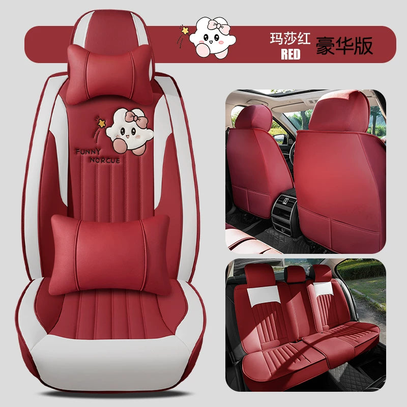 Şirin avtomobil oturacağı yastıqları, tam örtüklü oturacaq üzləri, yeni stil, hər fəsil üçün, hərtərəfli, yüksək səviyyəli ilahə oturacaq yastıqları, avtomobil oturacağı üzləri.