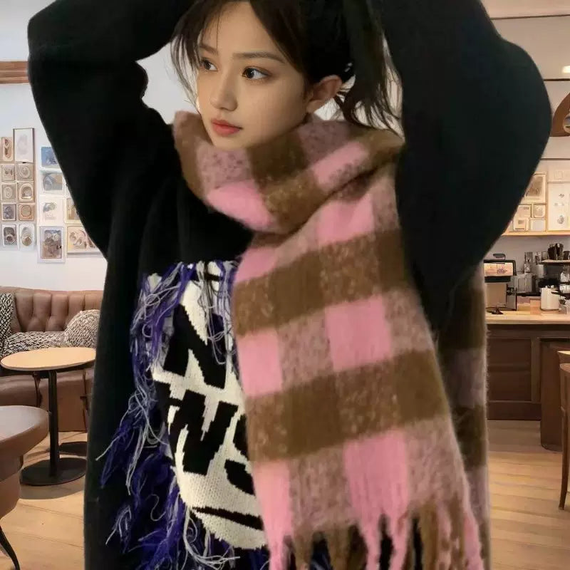 Yaşıl şarf, Koreya üslubunda, payız və qış fotoları üçün çoxfunksiyalı, yüksək səviyyəli hiss, qalın və isti boyun isidicisi, 2025-ci il üçün yeni model.