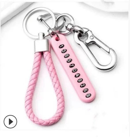 Mobil telefon nömrə nişanı hörmə simli avtomobil açarı itirməyə qarşı telefon DIY kulon kişi və qadın 8 sözlü açarlıq açar zənciri