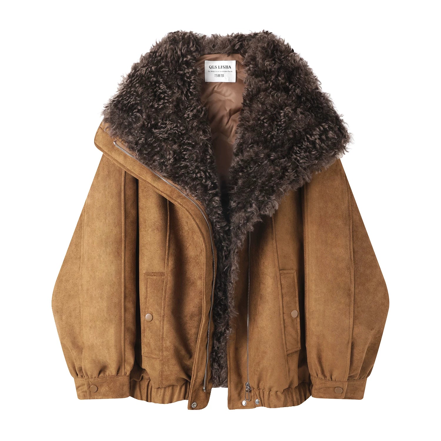 Cholisa-nın 2025-ci il üçün yeni qış dizaynı olan yaxalı şık quzu yunundan hazırlanmış zamşa paltosu inanılmaz dərəcədə isti və gözəldir.