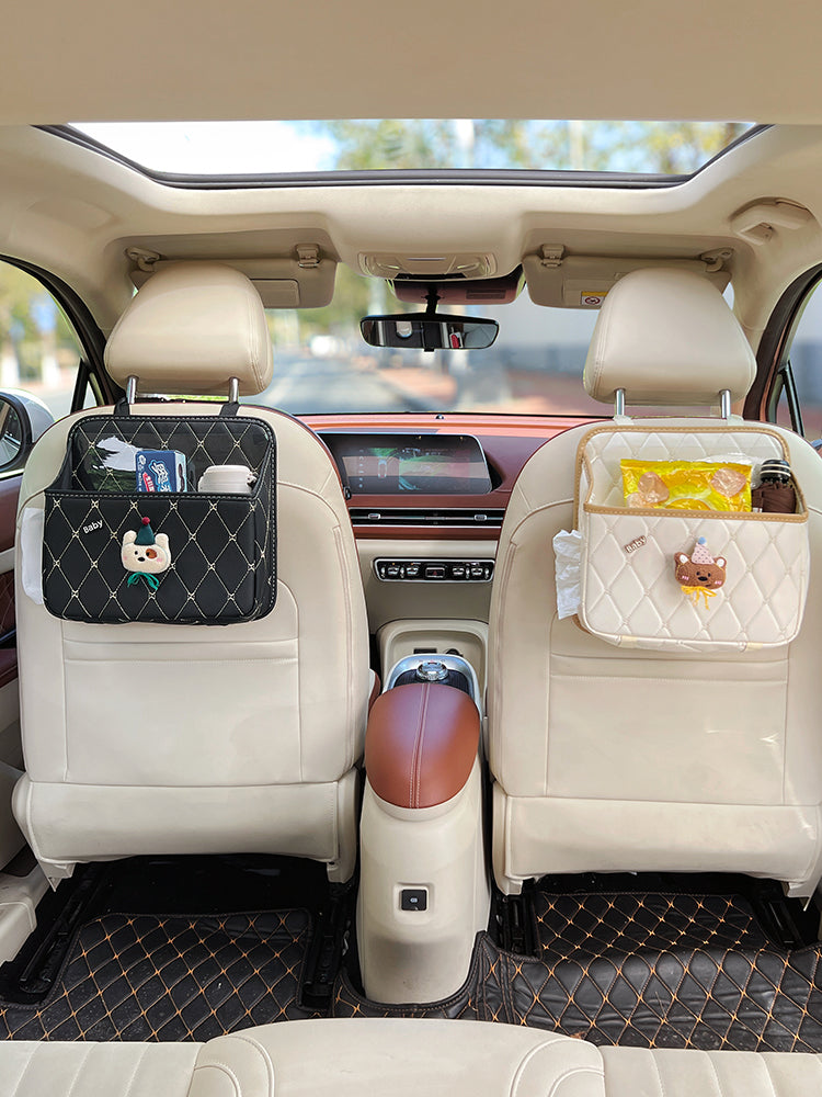 Cartoon style car tissue box, a multifunctional tissue organizer for the backs of car seats, is an essential item for organizing car interior items.