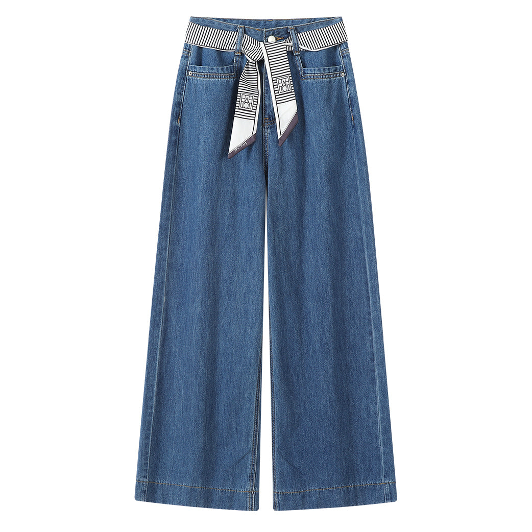 Cholisa Düz Ayaqlı Cins Şalvar 2025 Yeni Koreya Üslublu Yüksək Ucuz Qadın Şalvarları Yay Boş Formalı Arıqladıcı Yüksək Bel Geniş Ayaqlı Şalvar