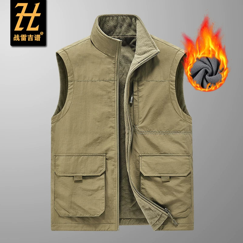 Çoxlu cibli, yun astarlı, böyük ölçülü, payız/qış üslubunda, geri çəkilə bilən kişi idman və açıq hava jileti