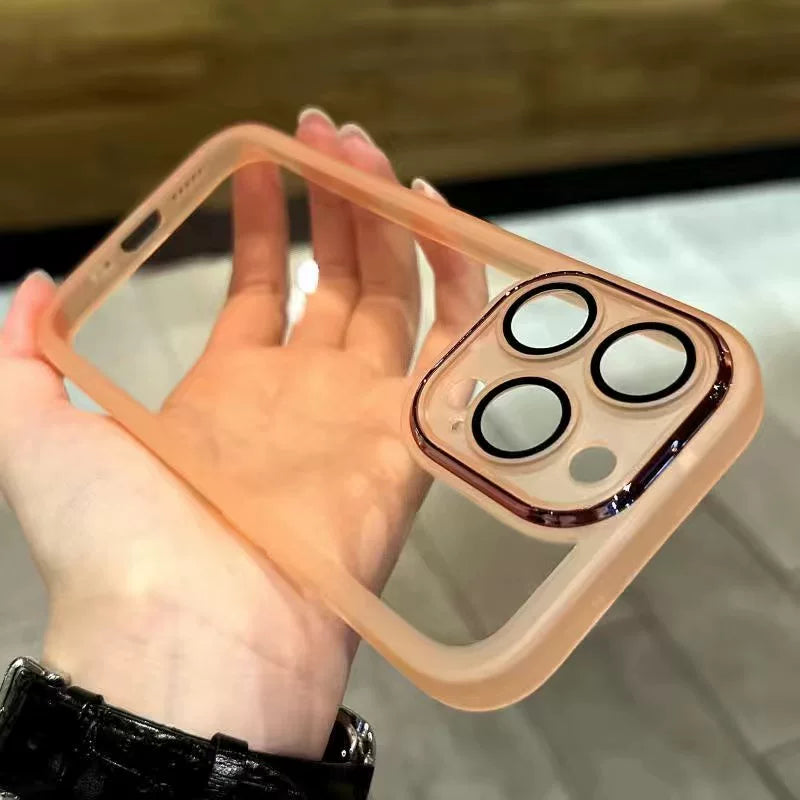 Apple 16 mobil telefon qutusu 15Promax/13/12 qoruyucu örtük 13por sadə şəffaf kişi və qadın 11 moda iPhone 15promax düşməyə qarşı yumşaq qabıq 14p yüksək səviyyəli hiss üçün uyğun linza filmi ilə gəlir
