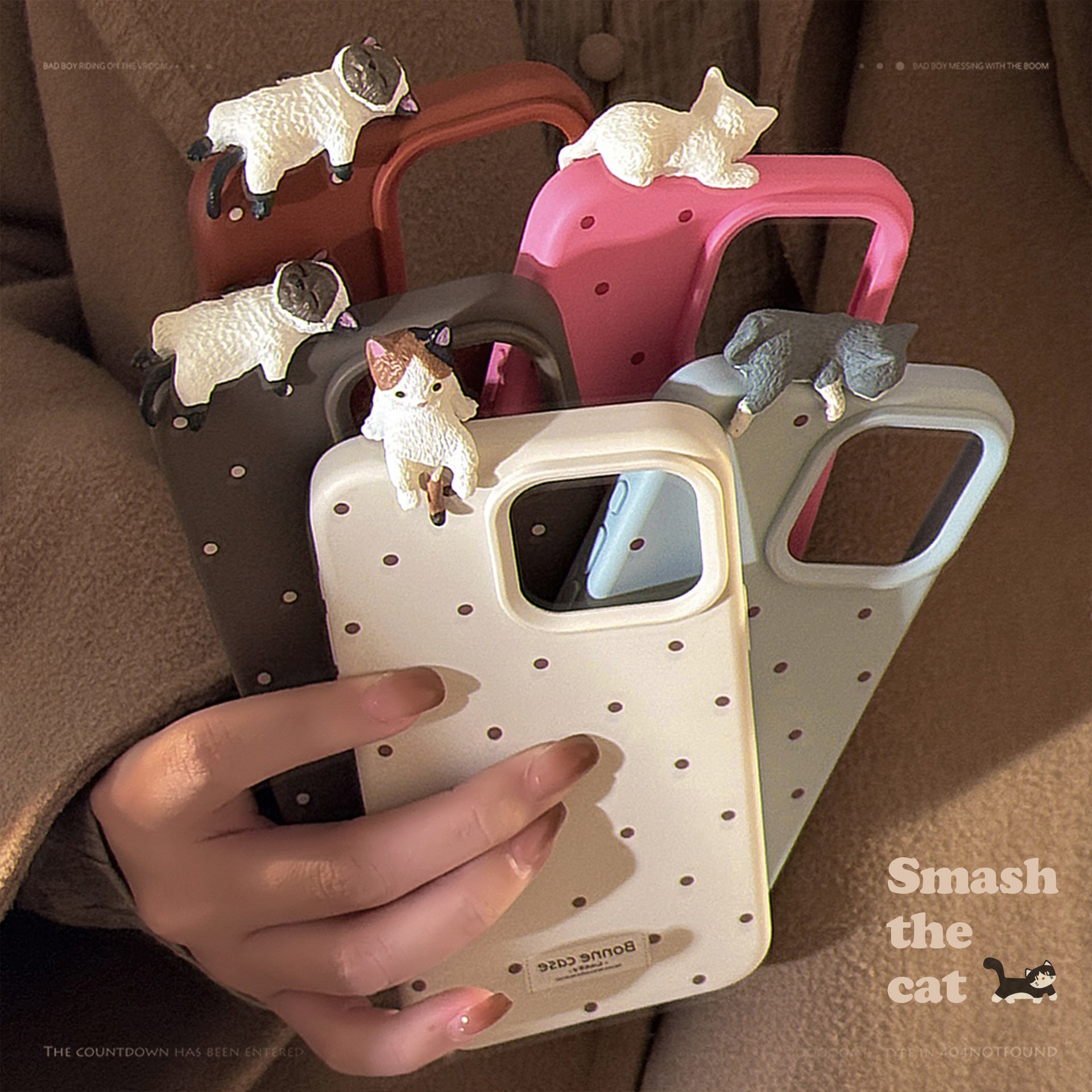 Cute 3D Cat Case for iPhone 16 Pro Max 11 12 13 14 15 17, Dotted Soft Cover