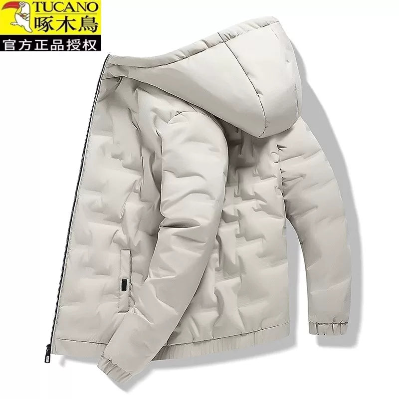 Woodpecker Kişilər üçün Aşağı Gödəkçə, Qış Şort Modeli, 2025 Yeni Gündəlik Pambıq Yastıqlı Gödəkçə, Başlıqlı, Çoxfunksiyalı, Qalın Pambıq Yastıqlı Palto, Dəbli