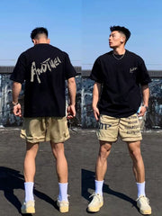 Avropa və Amerika üslublu yaraşıqlı yüksək səviyyəli ingilis qısaqol kişi köynəyi ağır pambıq təsadüfi moda brend cütün üst yarımqol yayı